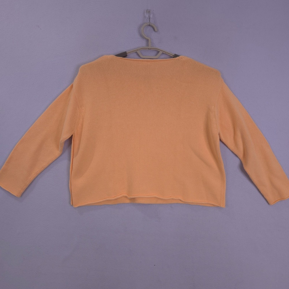 J Jill Sweater Womens Orange Small Long Sleeve Cropped Side Button Pullover - Picture 13 of 16